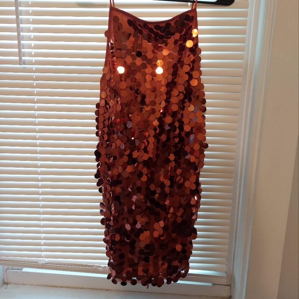 Motel Rocks Orange Sequin Mini Dress